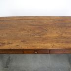 Prachtige Antieke Franse Eettafel Met 3 Lades Van Eikenhout Met Een Uitmuntend Patina thumbnail 9