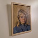 Mari Trappeniers Oud Schilderij Portret Olieverf Op Doek thumbnail 3