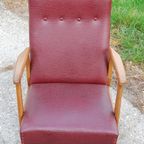 Vintage Rode Fauteuil thumbnail 4