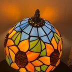 2 Stuks Glas In Lood Tiffany Stijl Tafellampen Zonnebloemen thumbnail 9