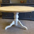 Prachtige Witte Landelijke Ronde Eettafel 130 Cm thumbnail 8