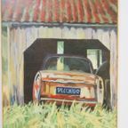 Schilderij Olieverf Doek Pelckmans Peugeot 404 Auto Uniek 70 thumbnail 5