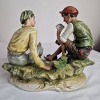 Italian Capodimonte "works Of Art" Figurine Young Men Playing Cards Sculpture Vintage thumbnail 12
