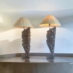 Set Van 2 Vintage Xl Brutalist Tafellampen / Verlichting thumbnail 7