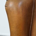 Geweldige, Karaktervolle Vintage Schapenleren Oorfauteuil Met Een Mooi Patina thumbnail 9