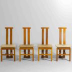 Geometrische Postmoderne Italiaanse Eetkamerstoelen Met Webbing Zitvlak, 1980S thumbnail 2