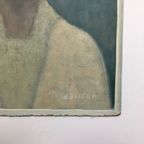 Jan Visser, Vrouwenportret, Gesigneerd thumbnail 4