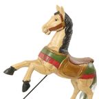 Vintage Houten Carrousel Paard Handbeschilderd Decoratief thumbnail 9