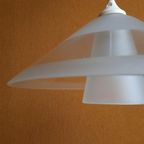 Massive Hanglamp, Dubbele Glazen Kap, Geruwd Melkglas thumbnail 9