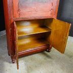 Brocante Hollandse Secretaire Kast – Begin 1900 – Rood thumbnail 12