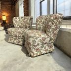 Set Van 2 Vintage Gebloemde Fauteuils / Cocktailstoelen thumbnail 3