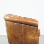 Comfortabele En Charmante, Stoere Schapenleren Clubfauteuil In Een Prachtige Cognac Kleur thumbnail 4