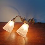 Paar Art Deco Schansen In Brons En Gesatineerd Glas, 1920 thumbnail 7