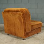 Midcentury Modulaire Bank – Bruine Ribstof – Jaren 70 thumbnail 12