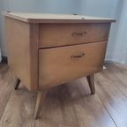 Vintage Nachtkast Bedside Table Nachtkastje Hout Lade thumbnail 6