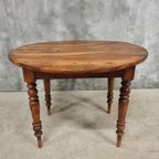 Antieke Hangoortafel Ronde Tafel Notenhout 96 Cm thumbnail 3