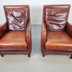 Set 2 Borzalino Fauteuil Kalfsleer Lounge Chair Italy '80 thumbnail 6