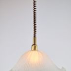 Vintage Zakdoek Hanglamp Glas Messing Verstelbaar Regency 70 thumbnail 2