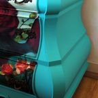 Turquoise Blauwe Xxl Buikkast - Vis Met Roos thumbnail 3
