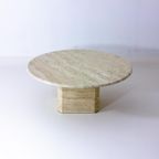 Round Travertine Coffee Table With Wavy Pattern thumbnail 4