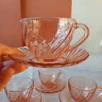 Vintage Rosaline Kop En Schotel France Roze Persglas thumbnail 3