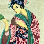 Vintage Geborduurde Geisha thumbnail 3