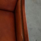 Statige, Luxe Set Van 2 Cognac Kleurige Rundlederen Art Deco Design Fauteuils thumbnail 10