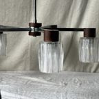 Tijdloze Mid Century Modern Vintage Hanglamp Met 5 Kristalachtige Kapjes, Reliving thumbnail 4