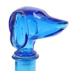 Grote Vintage Karaf Teckel Dashond Blauw Glas Empoli Italy 36cm thumbnail 11