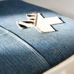 Vintage Brocante Witte Houten Krukken Met Nieuwe Stoffering thumbnail 3