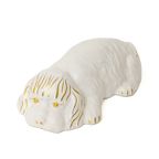 Vintage Beeld Hond Van Wit Keramiek Met Vergulde Details Ahura-Stijl thumbnail 2