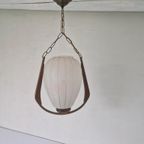 Vintage Scandinavische Teak En Glas Hanglamp thumbnail 10