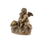 Groot Antiek Beeld Sculptuur Terracotta Cherubijnen Putti Terre Cuite Frankrijk 1900 thumbnail 8