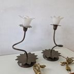 2 Vintage Massive Tafellampen In De Vorm Van Bloemen thumbnail 4