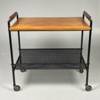 Vintage Trolley/Bijzettafel Met Lectuurbak, 1970'S Nederland thumbnail 5
