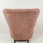 Vintage Fauteuil Nieuw Gestoffeerd Roze Doodle thumbnail 8