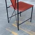 Set Van 4 Vintage Postmodern Leren Eetkamerstoelen thumbnail 8