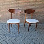Set 2 Vintage Stoelen Nieuw Bekleed Teddy Deense Stoelen thumbnail 4