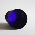 Vintage Iridised Blue Cobalt Glass Vase thumbnail 5