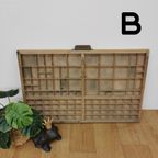 Brocante, Bruine Antieke Houten Letterbak, Wanddecoratie B thumbnail 3