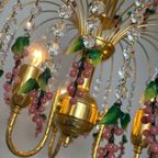 Vintage Murano Kroonluchter Roze Druiven Hanglamp Kristal thumbnail 8