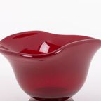 Art Red Glass Bowl By Monica Bratt For Reijmyre Glasbruk, Sweden 1950’s thumbnail 4