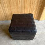 Mid-Century Leather Patchwork Ottoman thumbnail 4