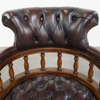 Chesterfield Bureaustoel Op Wieltjes, Draaibaar En Kantelbaar In Een Mooie Donker Bruine Kleur thumbnail 9