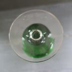 Vintage Vaas Groen Glas Op Voet Met Versieringen thumbnail 4