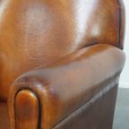 Stoere Vintage Schapenleren Art Deco Stijl Design Fauteuil Met Een Mooi Patina thumbnail 13