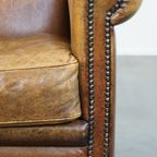 Comfortabele, Karaktervolle Fauteuil/Armchair Gemaakt Van Schapenleer Met Een Leuk Design thumbnail 11