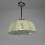 Art Deco Hanglamp Met Glazen Tienhoekige Kap, Jaren 30 thumbnail 5