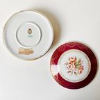 Vintage Xl Limoges Bonbonnière Bloemen Robijnrood Bladgoud 1970’S thumbnail 5