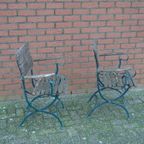 Ouderwetse Metalen Tuinstoelen Set Van 2 thumbnail 4